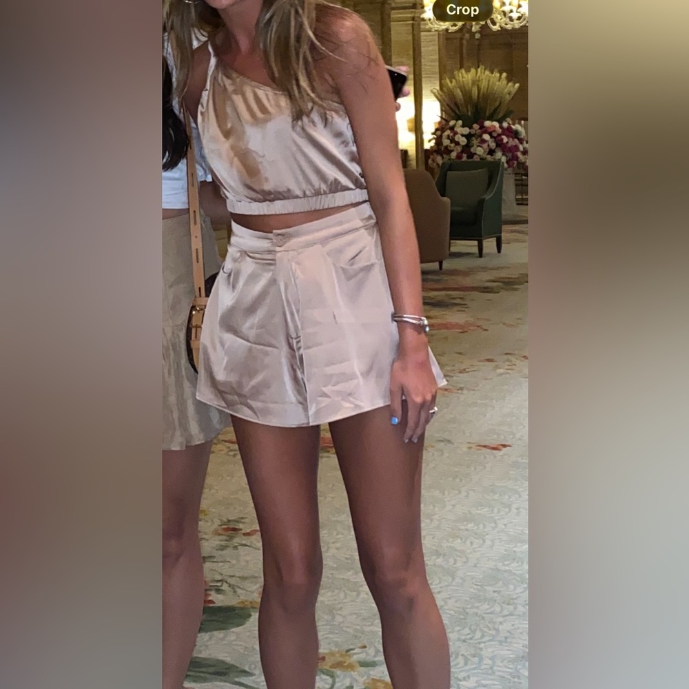 Le Lis High Waist Gold Satin Set